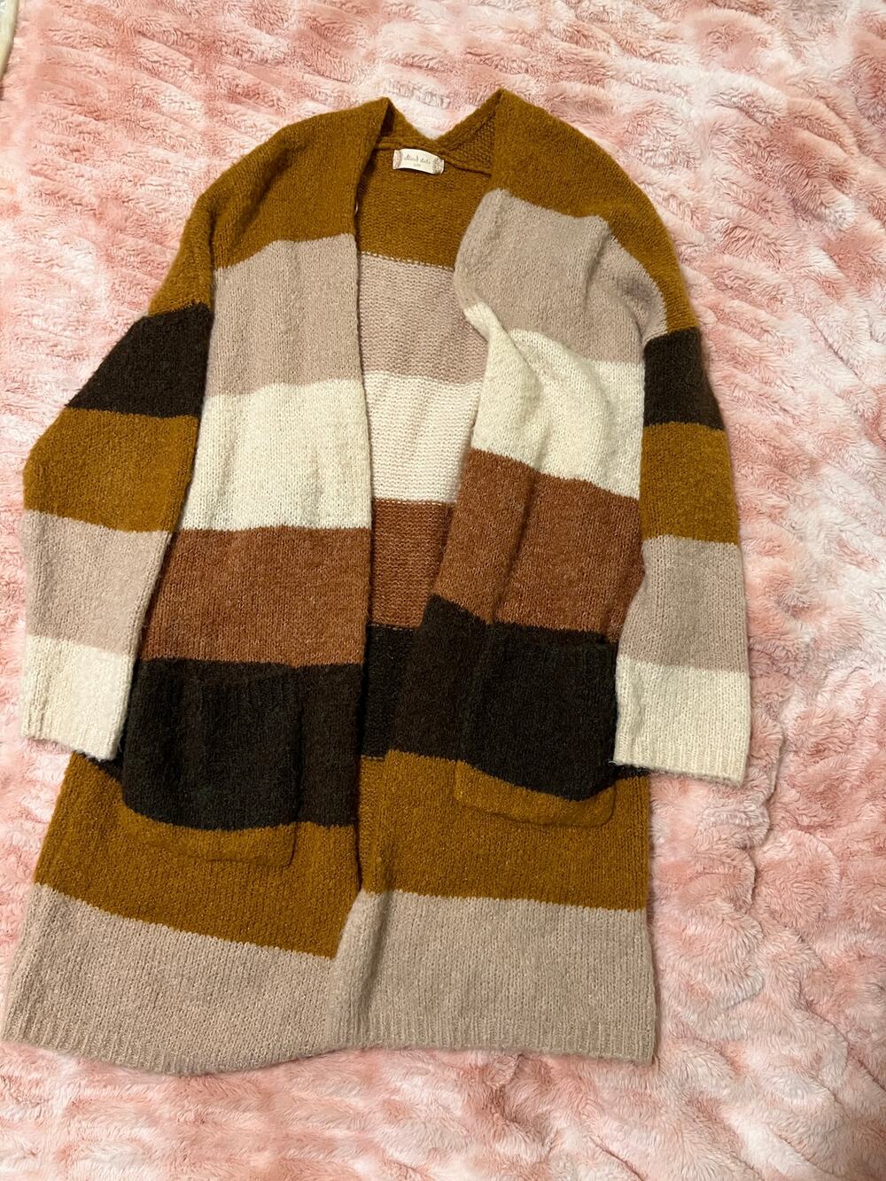 Altar’d State S/M Long Colorblock Open Front Cardigan Sweater Boho Fall Cozy